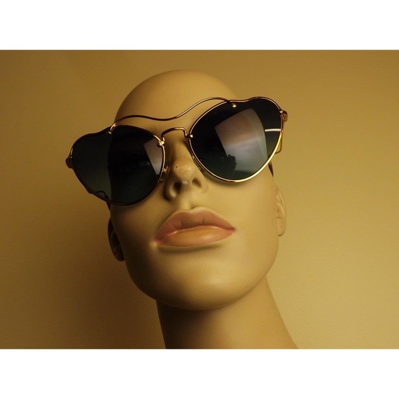 MIU MIU PRADA SMU55R CAT EYES SCENIQUE GOLD LILAC METAL LOGO FRAME SUNGLASSES - Picture 2 of 12